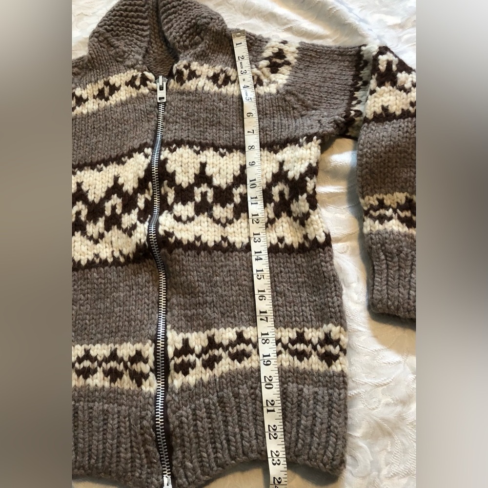 Vtg Cowichan Wool Sweater Hand Knit Hand Made YKK Zipper Sz Small / XS - Picture 7 of 8
